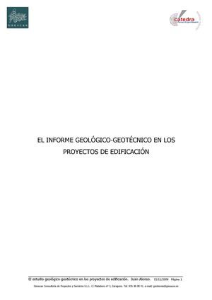 Elaboración del informe geológico geotécnico en edificaciones