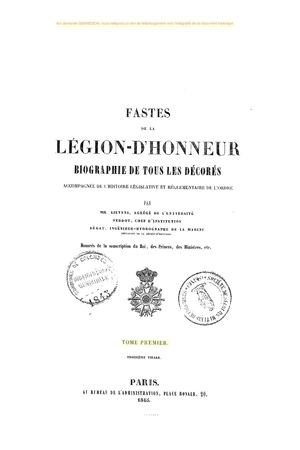 Les fastes de la L.H. tome 1 (Table et préface)