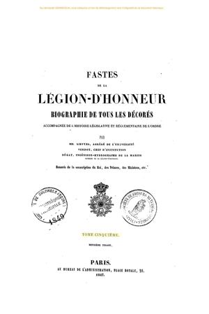 Les fastes de la L.H. tome 5 (Index)
