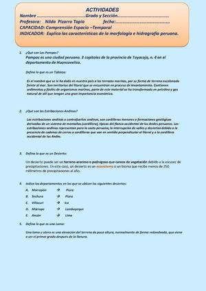 Tarea de las regiones del Perú