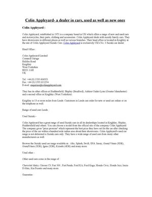 Colin Appleyard- a dealer in cars, used as well as new ones