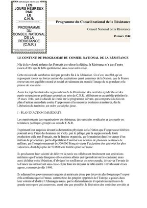  Les Jours Heureux : le Programme du CNR