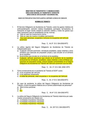 Balotario examen teórico de manejo Perú