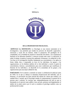 LEY 1090 DE 2006 PSICOLOGIA