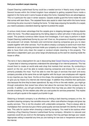 Learn your excellent Carpet Cleaning Leatherhead Surrey organisation on-line