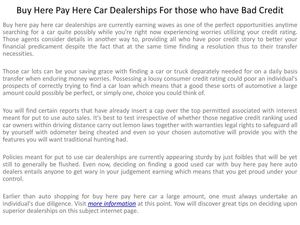 Buy Here Pay Here Car Dealerships For those who have Bad Credit