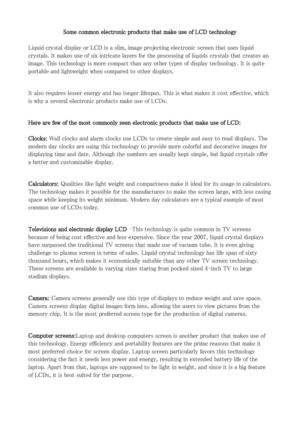 Electronic display products that use LCD technology