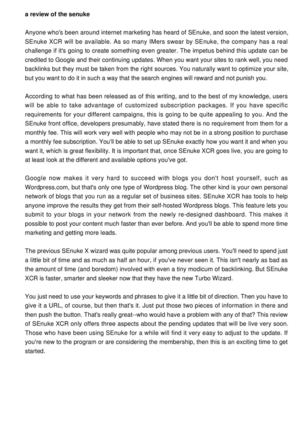 The SEnuke XCR Update Reviewed