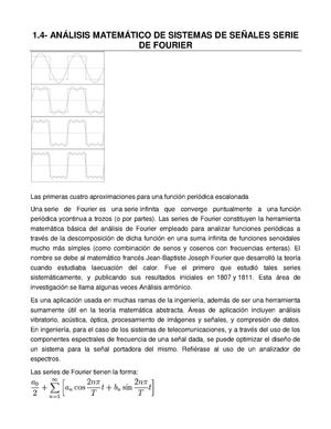 1.4 ANALISIS MATEMATICO DE SISTEMAS DE SEÑALES