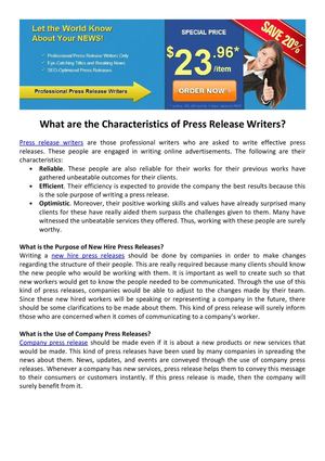 What are the Characteristics of Press Release Writers?