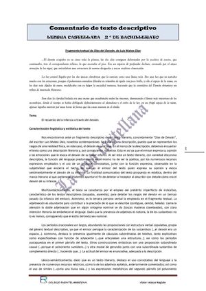 Comentario de texto descriptivo