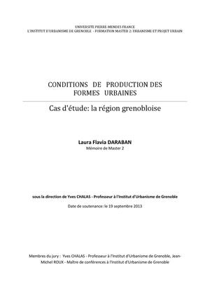 Flavia Daraban - Conditions des formes urbaines - Grenoble et sa région