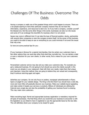 Challenges Of The Business: Overcome The Odds