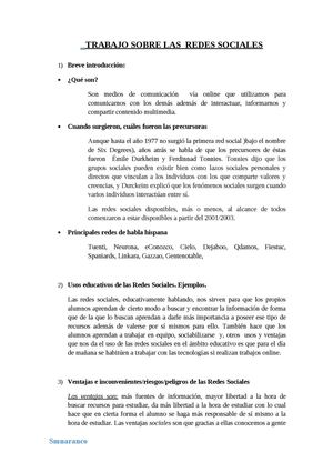 Trabajo sobre las redes sociales 