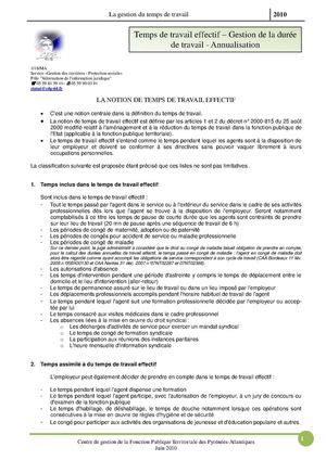  TEMPS TRAVAIL Effectif fonction publique territoriale 