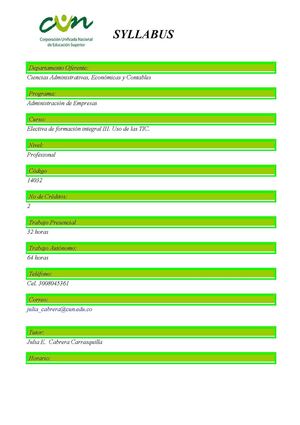 USO DE LAS TIC SYLLABUS