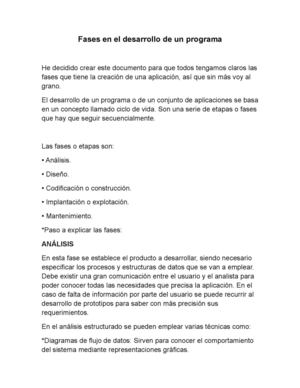 Fases en el desarrollo de un programa