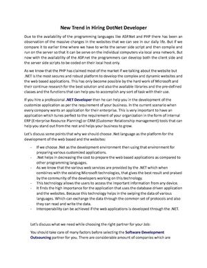 New Trend in Hiring .Net Developer