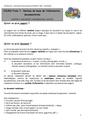 Cours 1 Notions Info/Doc