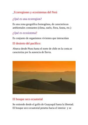 ECRREGIONES Y ECOSISTEMAS DEL PERU