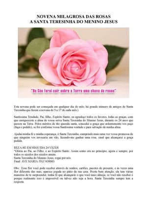 NOVENA MILAGROSA DAS ROSAS A SANTA TERESINHA DO MENINO JESUS