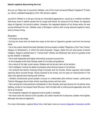 Bleach Captains: Learning the real identity of Jyuushiro Ukitake