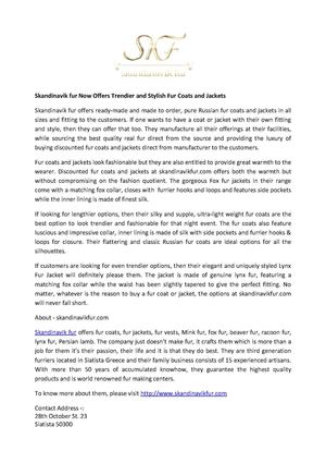 Skandinavik fur Now Offers Trendier and Stylish Fur Coats and Jackets