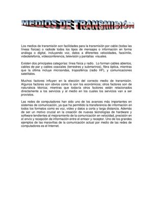 Medios De Transmision (Guiados y No Guiados)