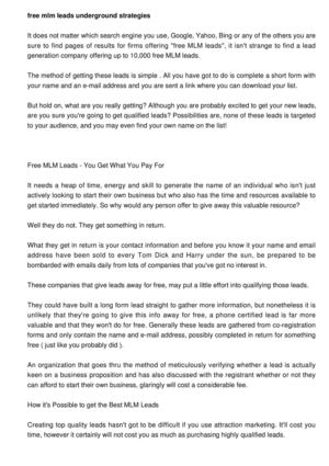 free mlm leads for your big business