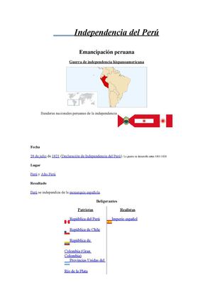 La independencia del Perú