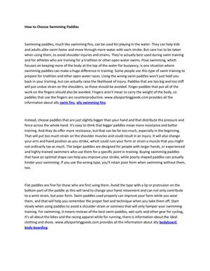 How to Choose Swimming Paddles