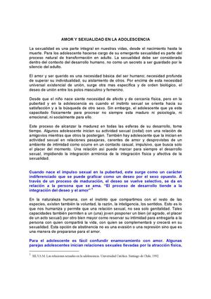 AMOR Y SEXUALIDAD EN LA ADOLESCENCIA 