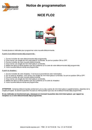 Notice de programmation télécommande Nice FLO2
