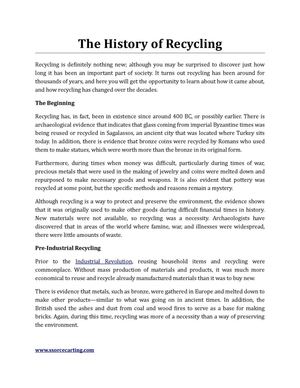 The History of Recycling