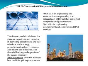 IHI E&C International Corporation- an Overview