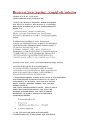 Respecto al cáncer de pulmón- Dr. Vicente herrera
