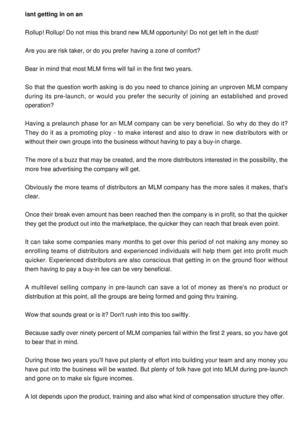 Isn't Getting in on an MLM Pre-Launch the Best Opportunity?