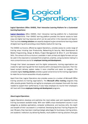  Logical Operations Offers CHOICE, Their Interactive Learning Platform for a Customized Learning Experience