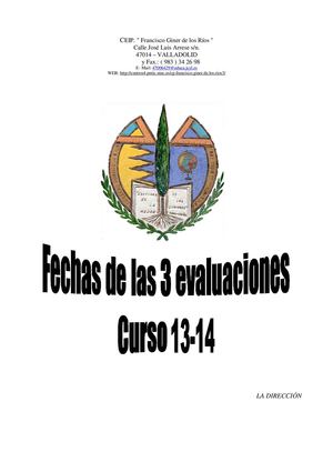 FechasEvaluaciones: Curso 13-14