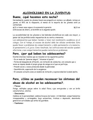 Alcoholismo en la juventud.