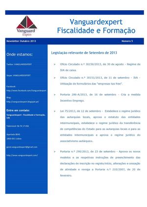 Vanguardexpert - Newsletter Outubro 2013