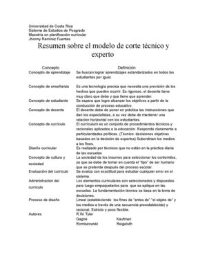 Resumen sobre el modelo de corte técnico 
