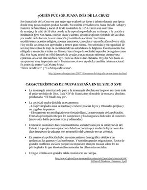 SOR JUANA INES DE LA CRUZ Y LA NUEVA ESPAÑA EN EL SIGLO XVII