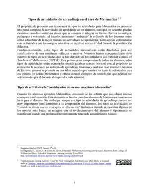 Tipos de actividades de matemática