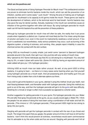 Let's consider Benefits and drawbacks of Using Hydrogen Peroxide for Mouth wash?
