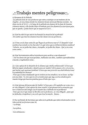 Trabajo Mentes Peligrosas 