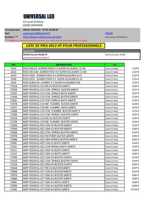 Universal LED - Eclairage LED Professionnel - Tarif professionnel