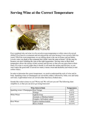 Serving Wine at the Correct Temperature