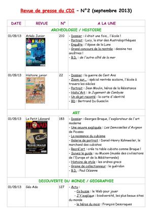 Revue de presse du CDI - septembre 2013