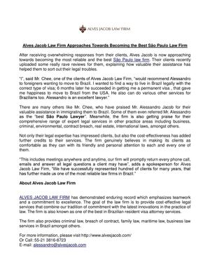 Alves Jacob Law Firm Approaches Towards Becoming the Best São Paulo Law Firm